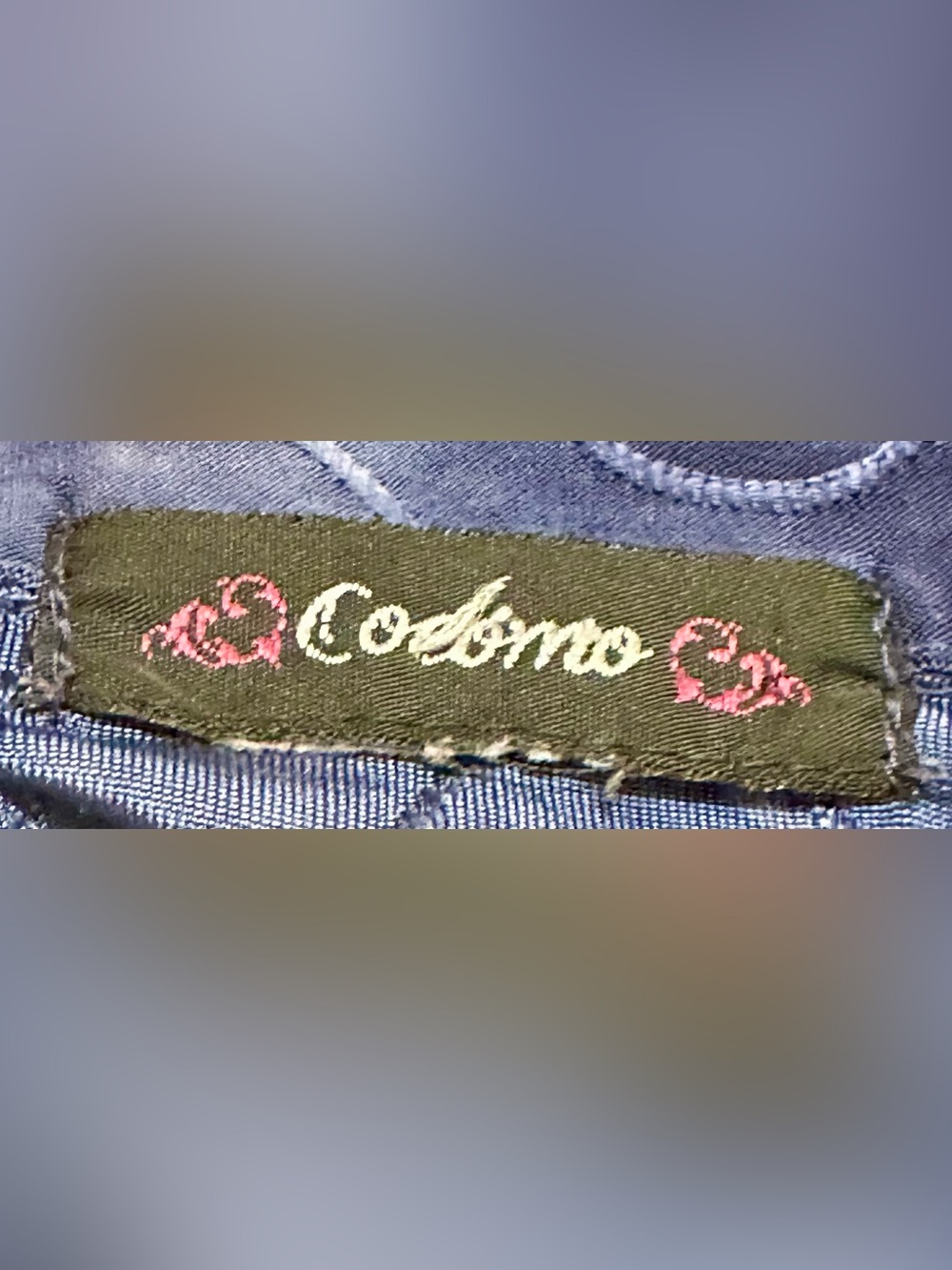 Cocomo Cloudy Navy Swirl Patterned V-Neck Button-Front Roll Tab Henley Top - Picture 7 of 8
